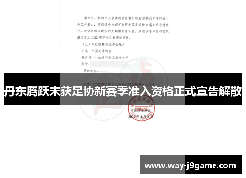 丹东腾跃未获足协新赛季准入资格正式宣告解散
